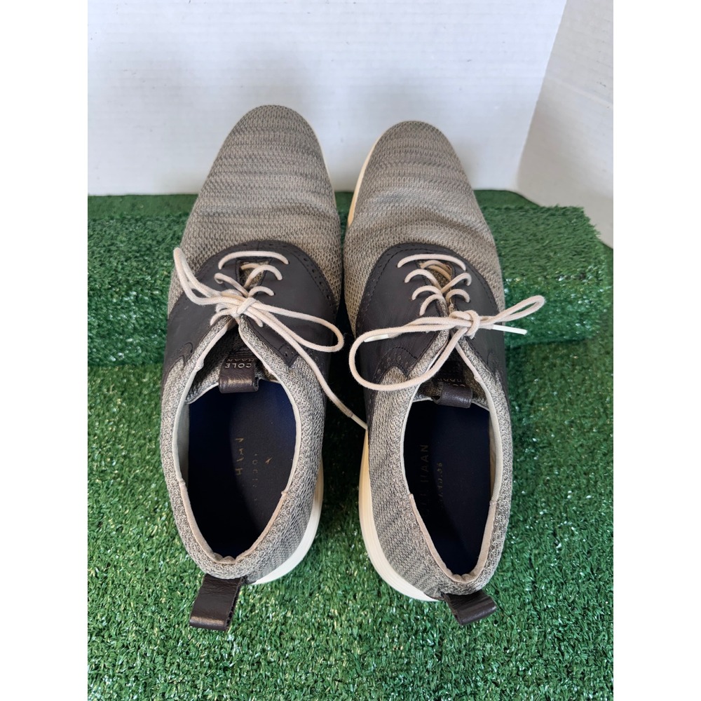 Cole‎ Haan Men's Grand Tour Knit Shoes Gray Brown Leather Lace Up Size 13 - Picture 9 of 9